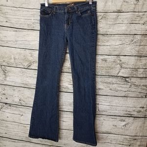 Grane junior's size 9 denim jeans med wash mid rise bootcut embroidered pockets.